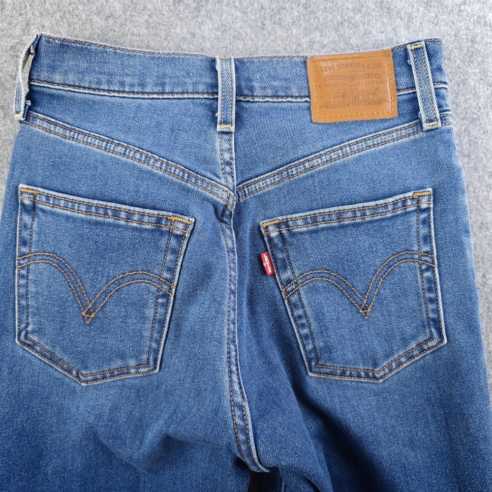 Levis Ribcage Straight Ankle Jeans Women's 24 Blue Medium Wash Denim Button Fly - Picture 7 of 11